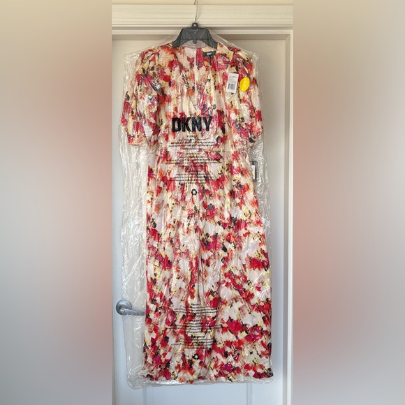 DKNY V Neck Maxi A Line Dress - Picture 3 of 16